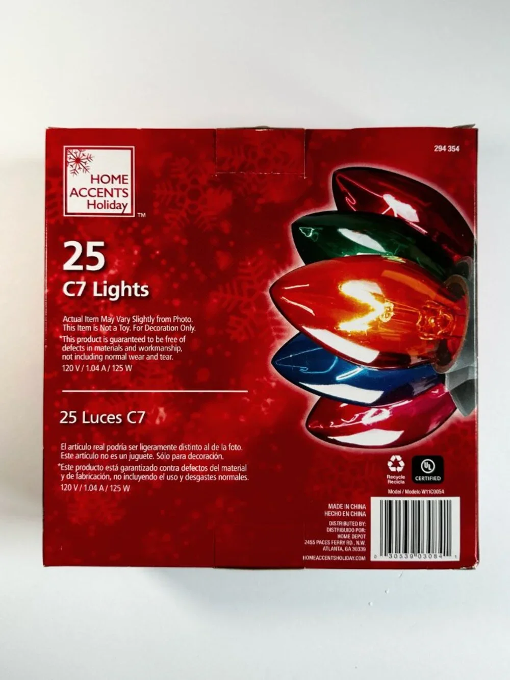 Home Accents Holiday Christmas Lights 25 Count C7 Strand Set 24ft Set of 3, NEW